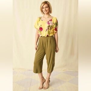 NWOT Matilda Jane Olive Side Slit SPRING THING Pull On Casual Pant / Small